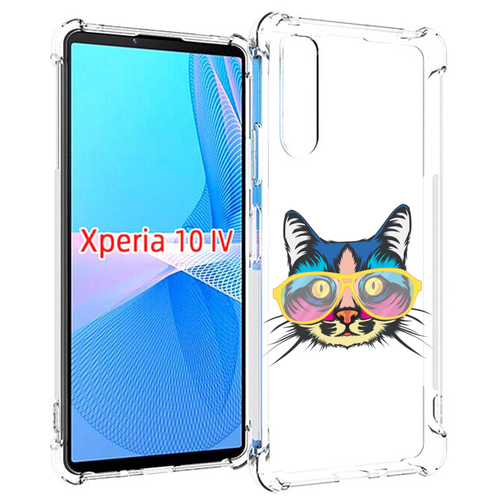 Чехол MyPads кот-в-очках-с-желтой-оправой для Sony Xperia 10 IV (10-4) задняя-панель-накладка-бампер