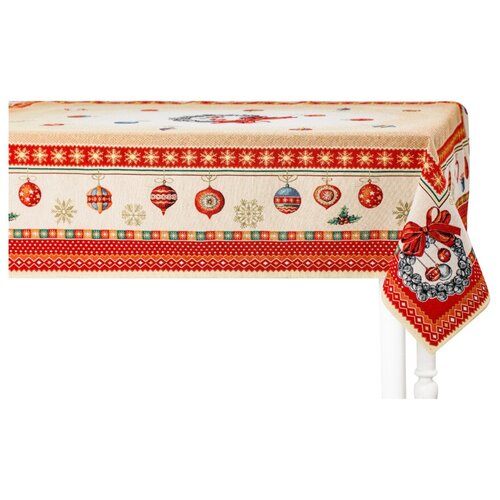 Скатерть прямоугольная Eurotex Рождественские украшения 140х215 см, гобелен, п/к