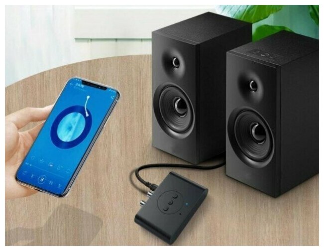 Приемник Bluetooth 5.2 ресивер с NFC, 3,5 jack aux, 2RCA, и карты памяти для колонок или hands-free