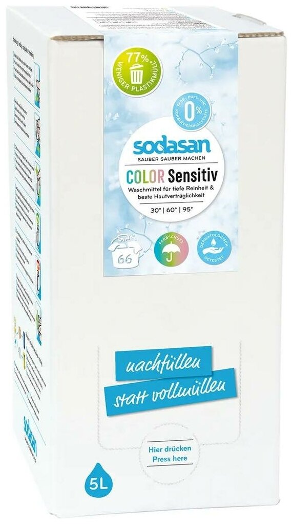 Органическое средство для стирки Sodasan Color, для чувствительной кожи, для детского белья, для цветных и белых тканей, 5 л - фото №4