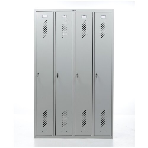 Шкаф металлический для раздевалок практик LS-41 для хранения одежды, шкаф локер, шкаф 4 секции, с ключевым замком, модульный, ВхШхГ: 1830х1130х500 мм