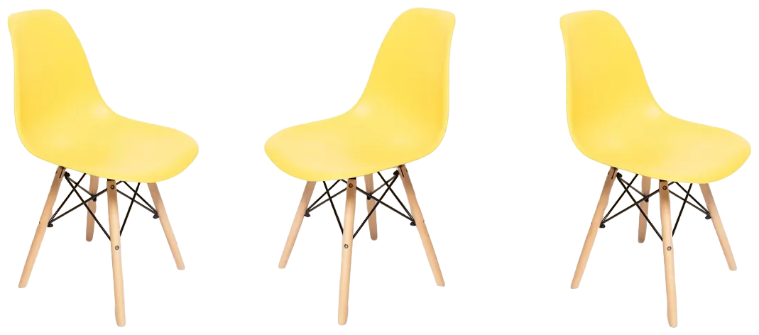 Комплект стульев для кухни из 3-х штук Eames SC - 001 желтый, пластиковый