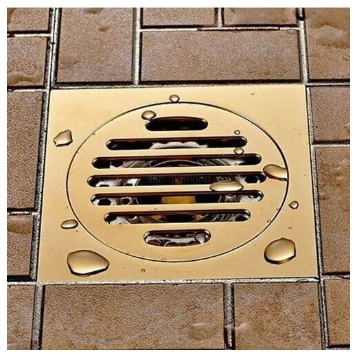 фото Трап прямой с обратным клапаном 15х15 Ganzer T003-S матовое золото