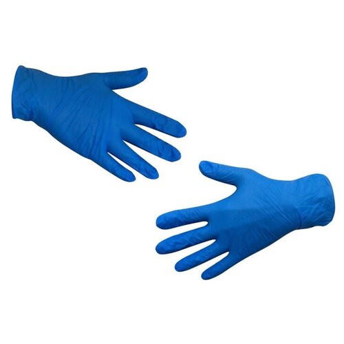 Мед. смотров. перчатки нитрил, н/с, н/о, голубые, (L), 50 п/уп
