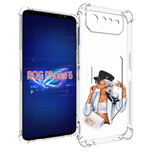 Чехол MyPads девушка-в-белом-с-модной-сумочкой женский для Asus ROG Phone 6 задняя-панель-накладка-бампер