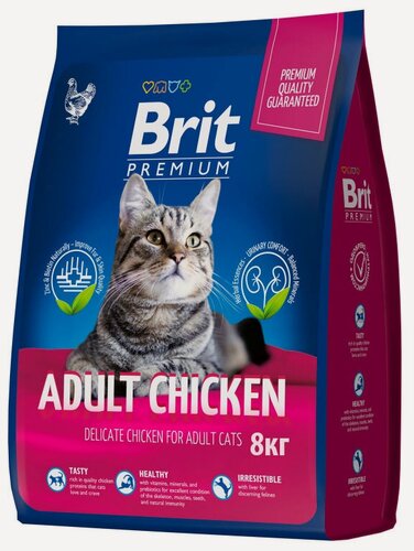 Изображение товара Brit Сухой корм премиум класса с курицей для взрослых кошек 8кг