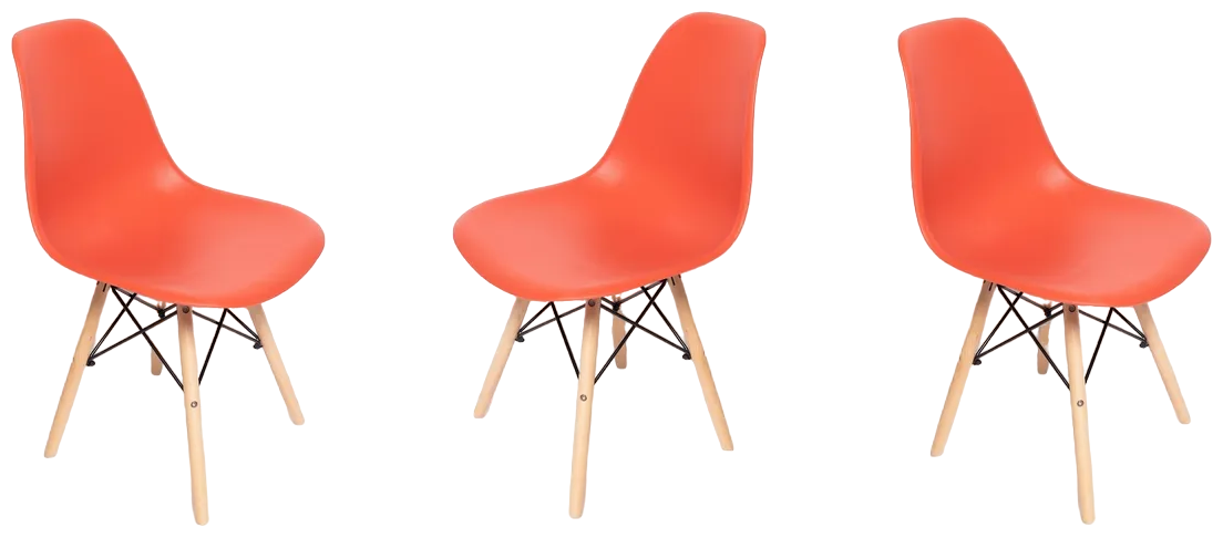 Комплект стульев для кухни из 3-х штук Eames SC - 001 красный, пластиковый