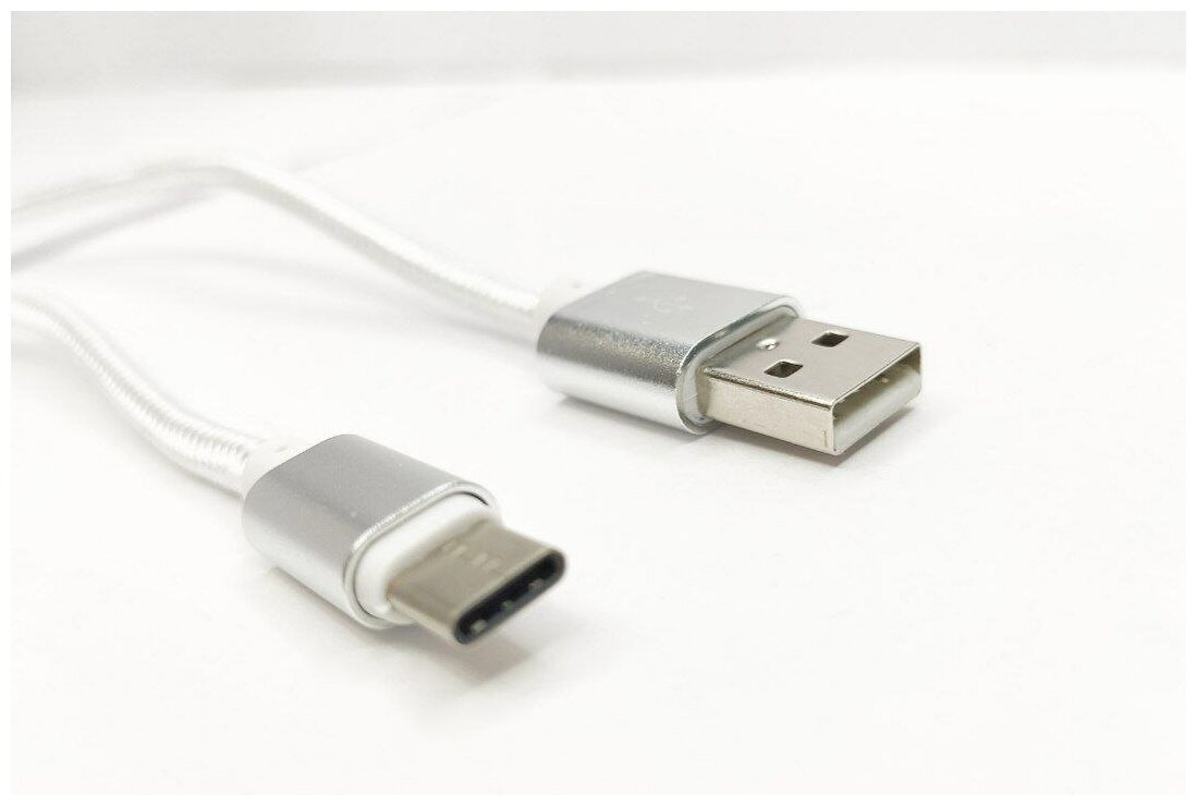 Зарядка USB Type C плетеный кабель усиленный от перегиба 3м