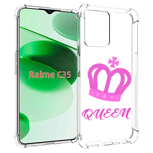 Чехол MyPads корона-королевы-розовый для Realme C35 / Narzo 50A Prime задняя-панель-накладка-бампер