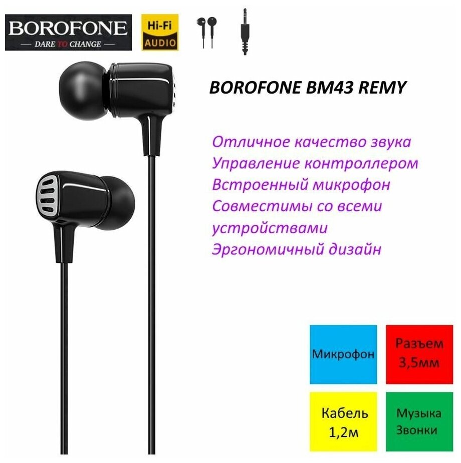 Наушники Borofone BM43/ проводные/ вакуу