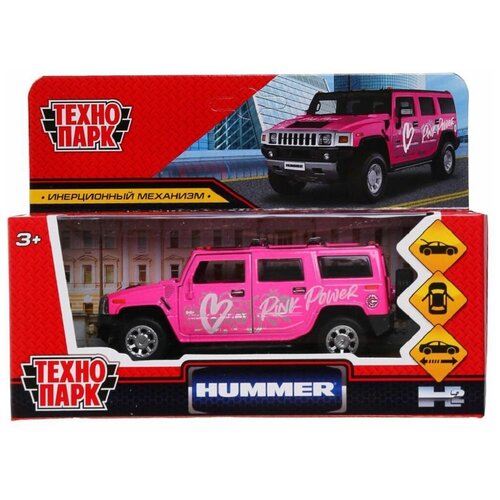 Машина металл Hummer H2 Спорт 12 см, ( откр. двери, багаж, розовый) инерционная , в коробке (HUM2-12SRT-PK )