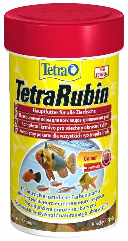 TetraRubin корм в хлопьях для улучшения окраса всех видов рыб 100 мл - фотография № 18