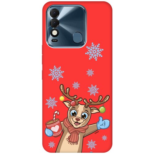 Силиконовый чехол на Tecno Spark 8 / Техно Спарк 8 Silky Touch Premium с принтом Christmas Deer красный силиконовый чехол на tecno spark 7 техно спарк 7 silky touch premium с принтом christmas deer красный