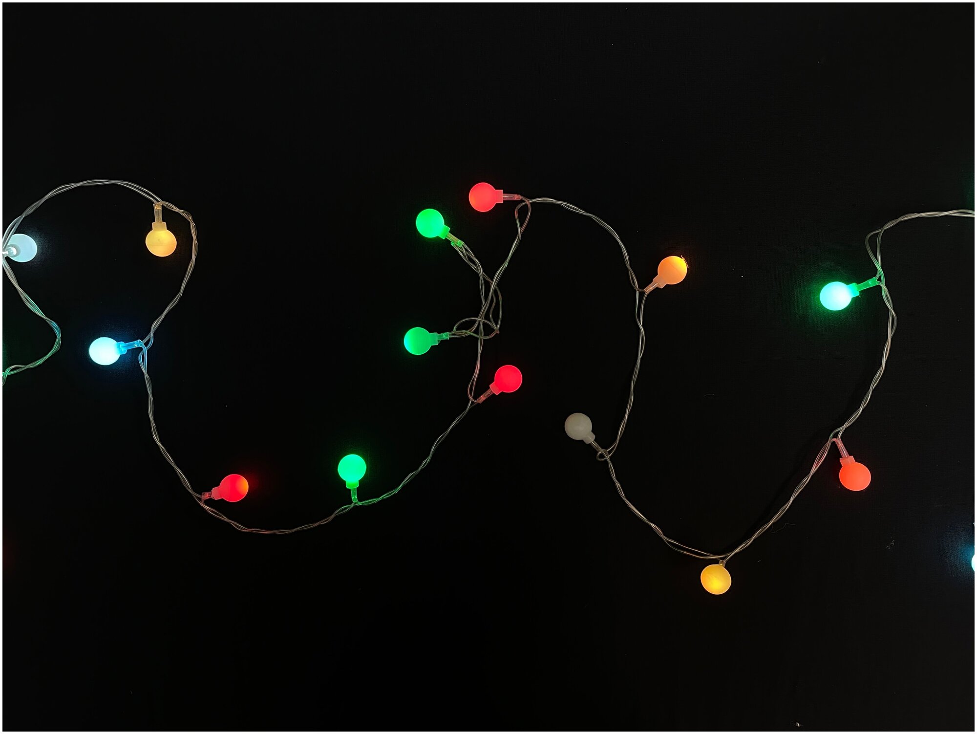 Гирлянда нить шарики на елку, стену, 2,8м, разноцветная, новогодняя, светодиодная