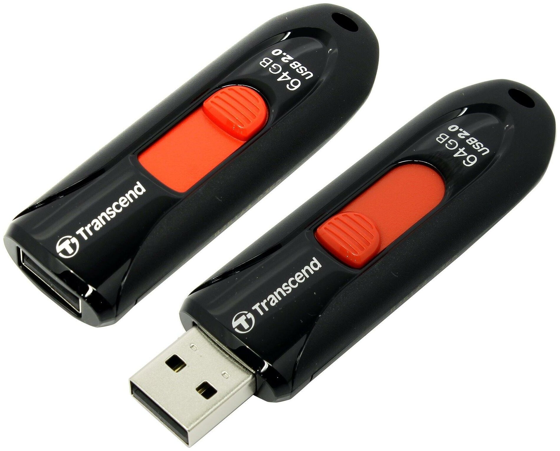 Накопитель USB 2.0 64Гб Transcend TS64GJF590K, черный/красный
