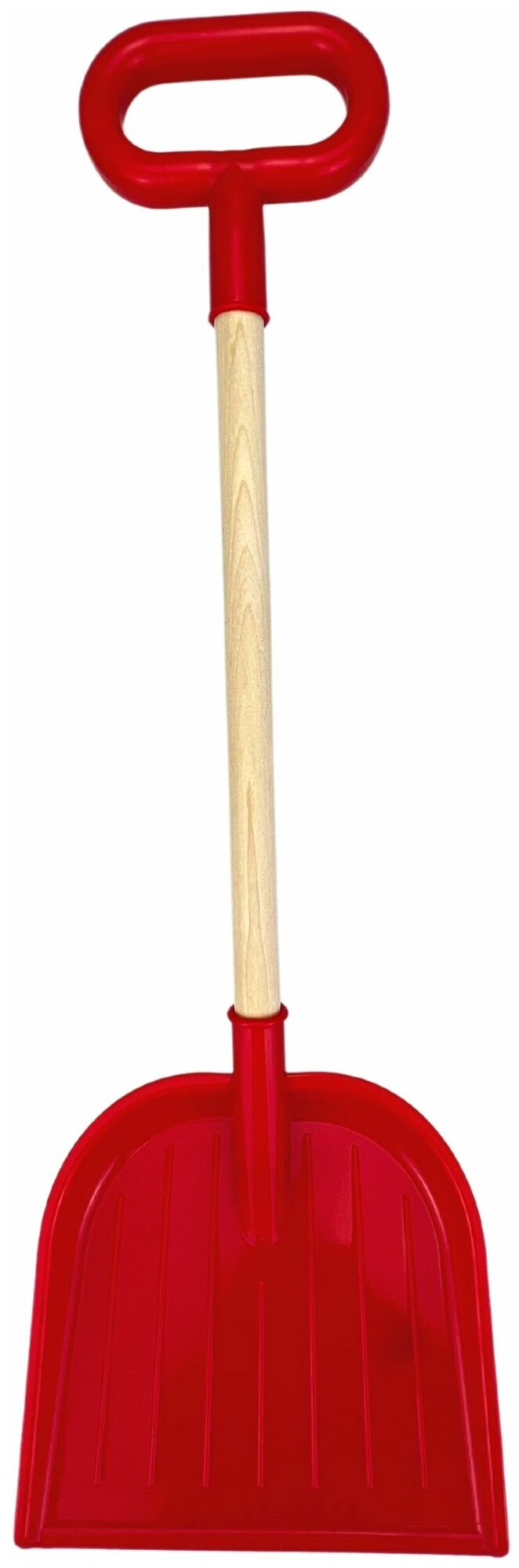 Лопата детская, с деревянной ручкой, красная, размер лопаты - 19 х 2,5 х 60 см. - фотография № 1