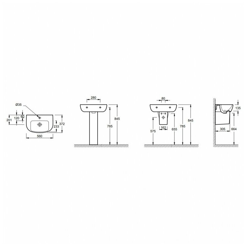 Jacob Delafon E4755G-00 Odeon Up Раковина подвесная 56х37 см, белая - фотография № 2