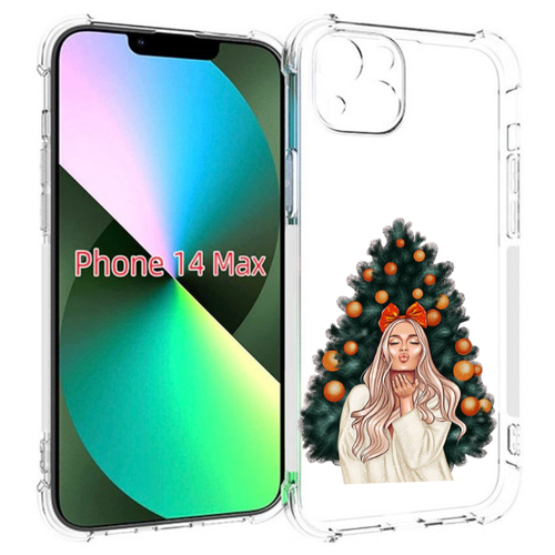 Чехол MyPads девушка-под-елкой-с-мандаринами женский для iPhone 14 Plus (6.7) задняя-панель-накладка-бампер