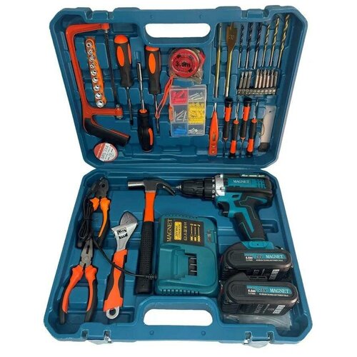 Дрель шуруповерт аккумуляторный MAGNET 21В Li-Ion с набором инструментов 623000₽