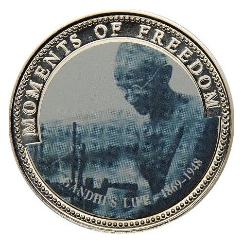 (2001) Монета Либерия 2001 год 10 долларов Махатма Ганди Медь-Никель UNC 10 долларов 2001 год либерия прощание с немецкой валютой медно никель с серебрением и цветной печатью