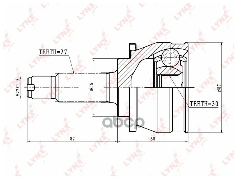Шрус Наружный | Перед Прав/Лев | LYNXauto арт. CO7102