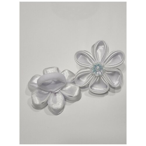 Банты HairStyle на резинке, белый, 5х5 см, 2 шт.