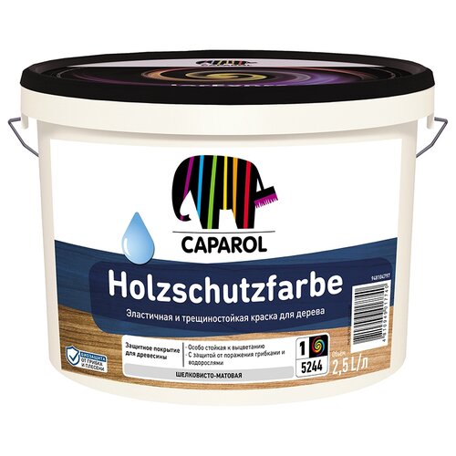 Краска водно-дисперсионная Caparol Holzschutzfarbe полуматовая белый 2.5 л 3.25 кг