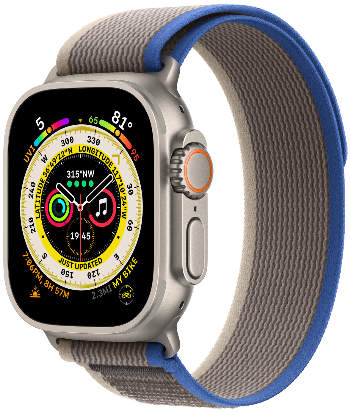 Умные часы Apple Watch Ultra 49 мм Titanium Case, титановый/сине-серый Trail Loop