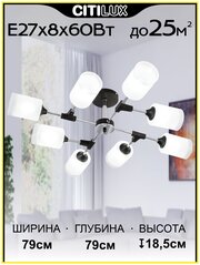 Люстра потолочная Citilux Эрик CL136185 белый черный