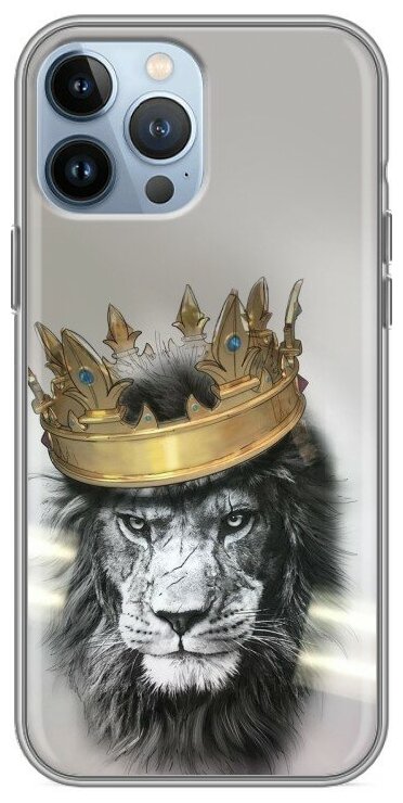 Дизайнерский силиконовый чехол для Айфон 13 Про Макс / Iphone 13 Pro Max Лев с короной