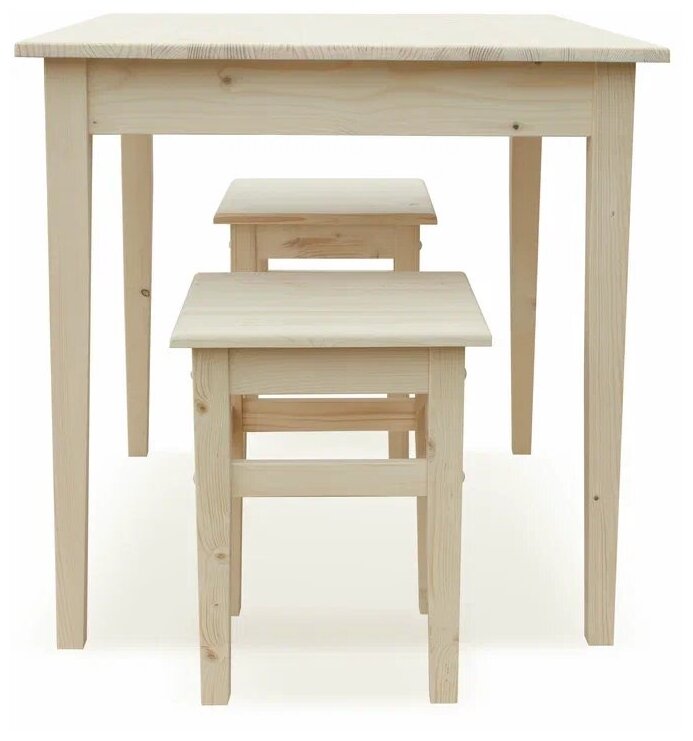 Комплект обеденной мебели из дерева (стол 0,9м + 2 табурета) КМО-11 (без покраски) - фотография № 6