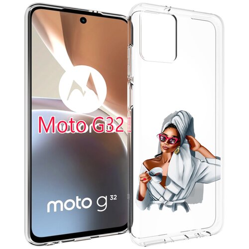 Чехол MyPads Девушка в белом халате женский для Motorola Moto G32 задняя-панель-накладка-бампер