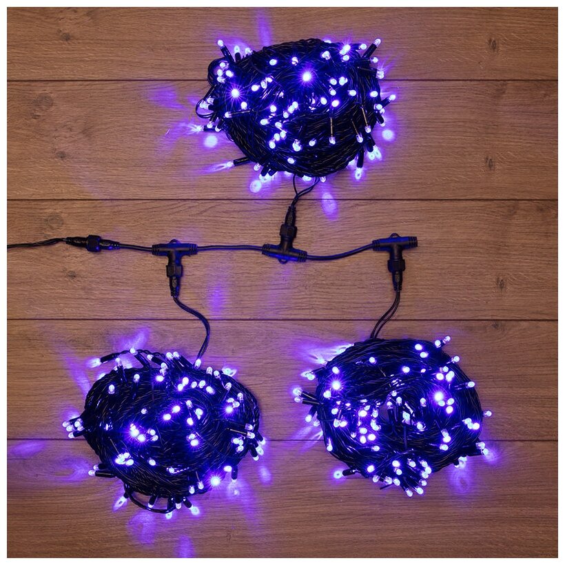 Гирлянда Neon-Night "LED ClipLight" 24V, 3 нити по 20 м, свечение с динамикой, цвет диодов Синий 323-303