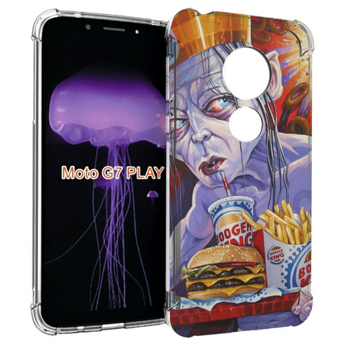 Чехол MyPads любитель бургер кинга для Motorola Moto G7 Play задняя-панель-накладка-бампер