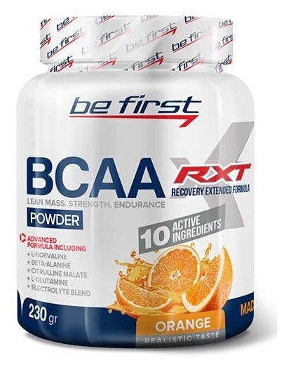 Цитрусовый микс Be First BCAA RXT Powder 230 гр (Be First)