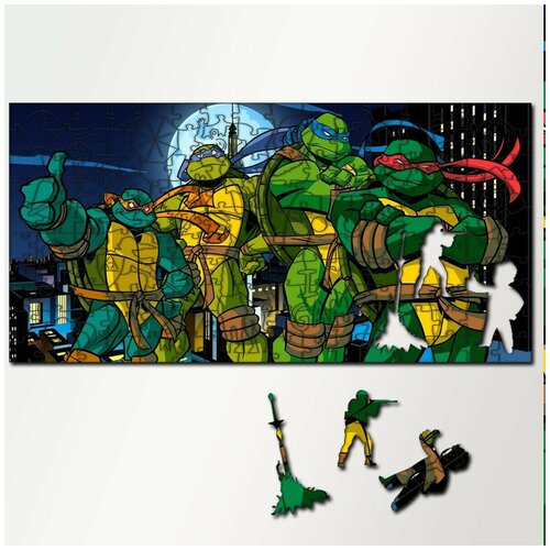 Пазл из дерева с фигурками, 230 деталей, 46х23 см игры TMNT Teenage Mutant Ninja Turtle Return - 5340