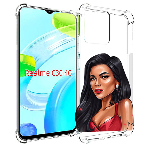 Чехол MyPads Брюнетка-в-красном-платье для Realme C30 4G / Narzo 50i Prime задняя-панель-накладка-бампер чехол mypads брюнетка в красном платье для xiaomi redmi 11 prime 4g задняя панель накладка бампер