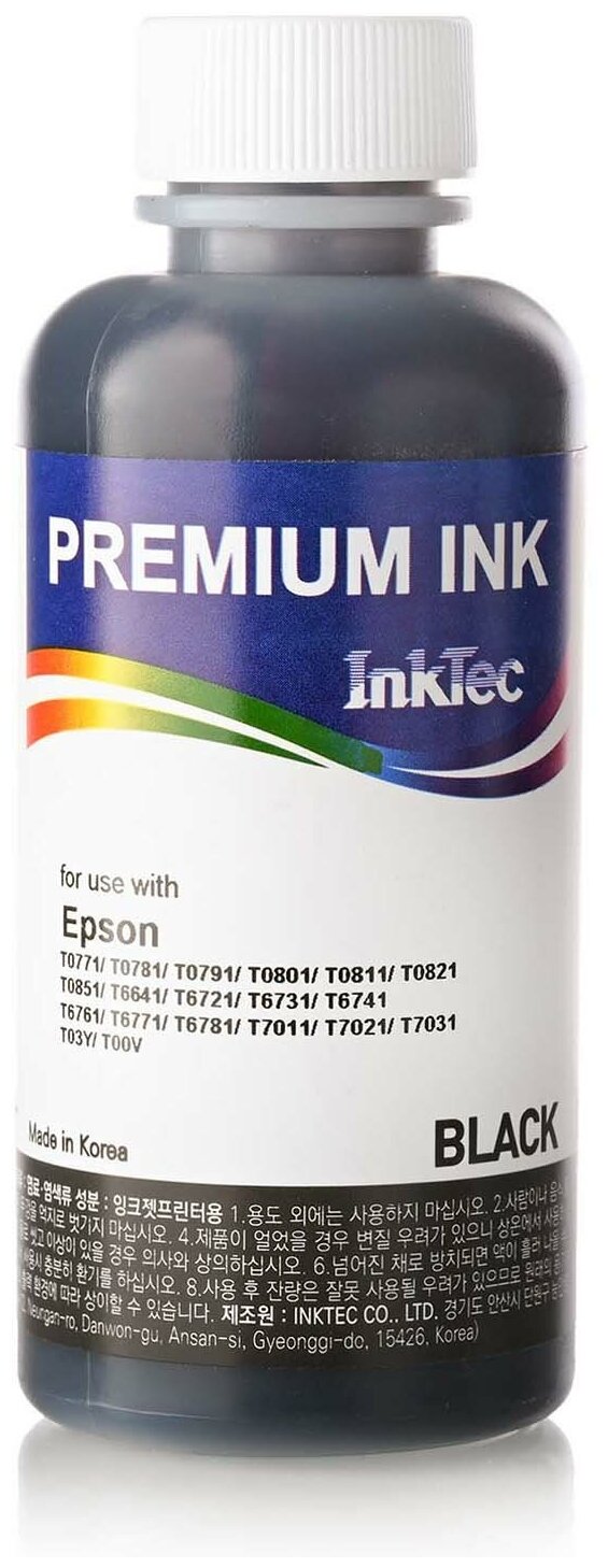 Чернила Inktec E0010 для принтера EPSON L800, P50, T50, R270, R290, RX590, RX610, RX690, 1410, 100 мл, черные