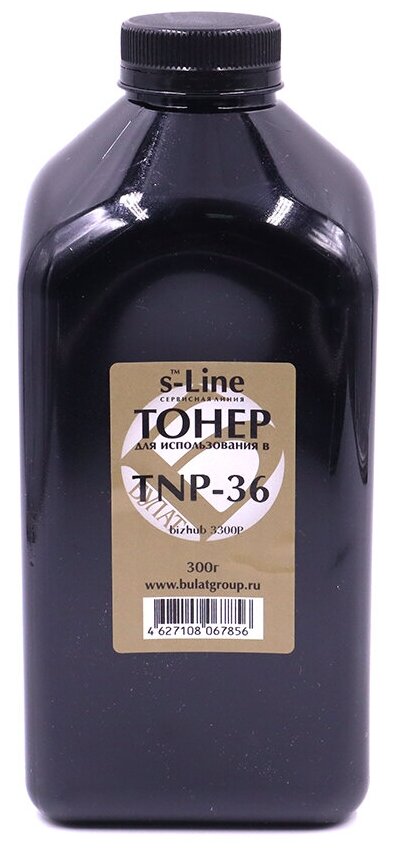 Тонер булат s-Line TNP36 для Konica Minolta bizhub 3300P (Чёрный, банка 300 г)