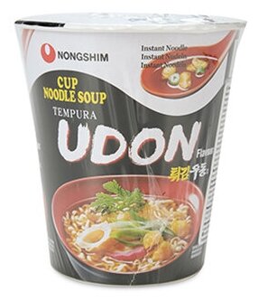 Лапша быстрого приготовления Nongshim NONG SHIM сублимированная Твигим Удон с темпурой, стакан, 62 гр.