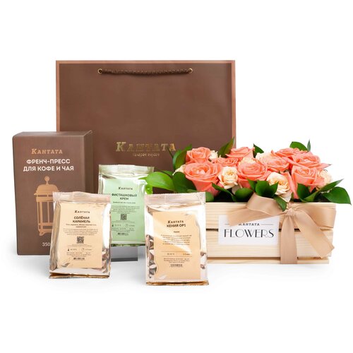 Букет роз/ Подарок с цветами и чаем 