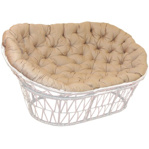 Диван Мамасан арт.В8312-2023 ротанг искусственный 1 упаковка (корзина белая, подушка бежевая,подставка белая) (Т) 