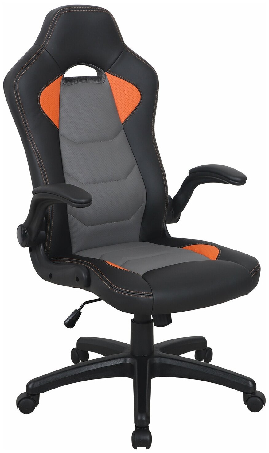 Кресло компьютерное BRABIX "Skill GM-005", откидные подлокотники, экокожа, черное/оранжевое, 532495 - фотография № 1
