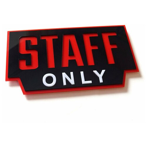 Табличка Staff only (Только для персонала) в современном стиле, 300х175 мм