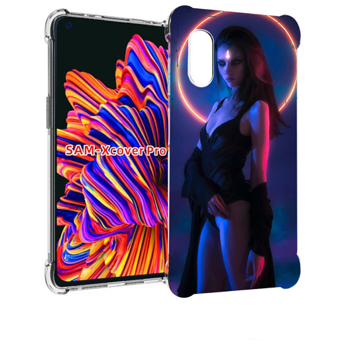 Чехол MyPads девушка с неоновым кругом женский для Samsung Galaxy Xcover Pro 1 задняя-панель-накладка-бампер