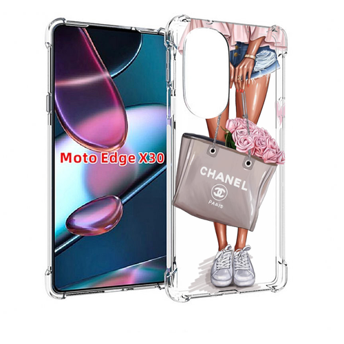 Чехол MyPads Девушка-с-сумкой женский для Motorola Moto Edge X30 задняя-панель-накладка-бампер