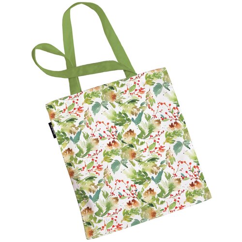 фото Сумка шоппер joyarty "акварельный новый год", ткань под лен, 35x37x7 см