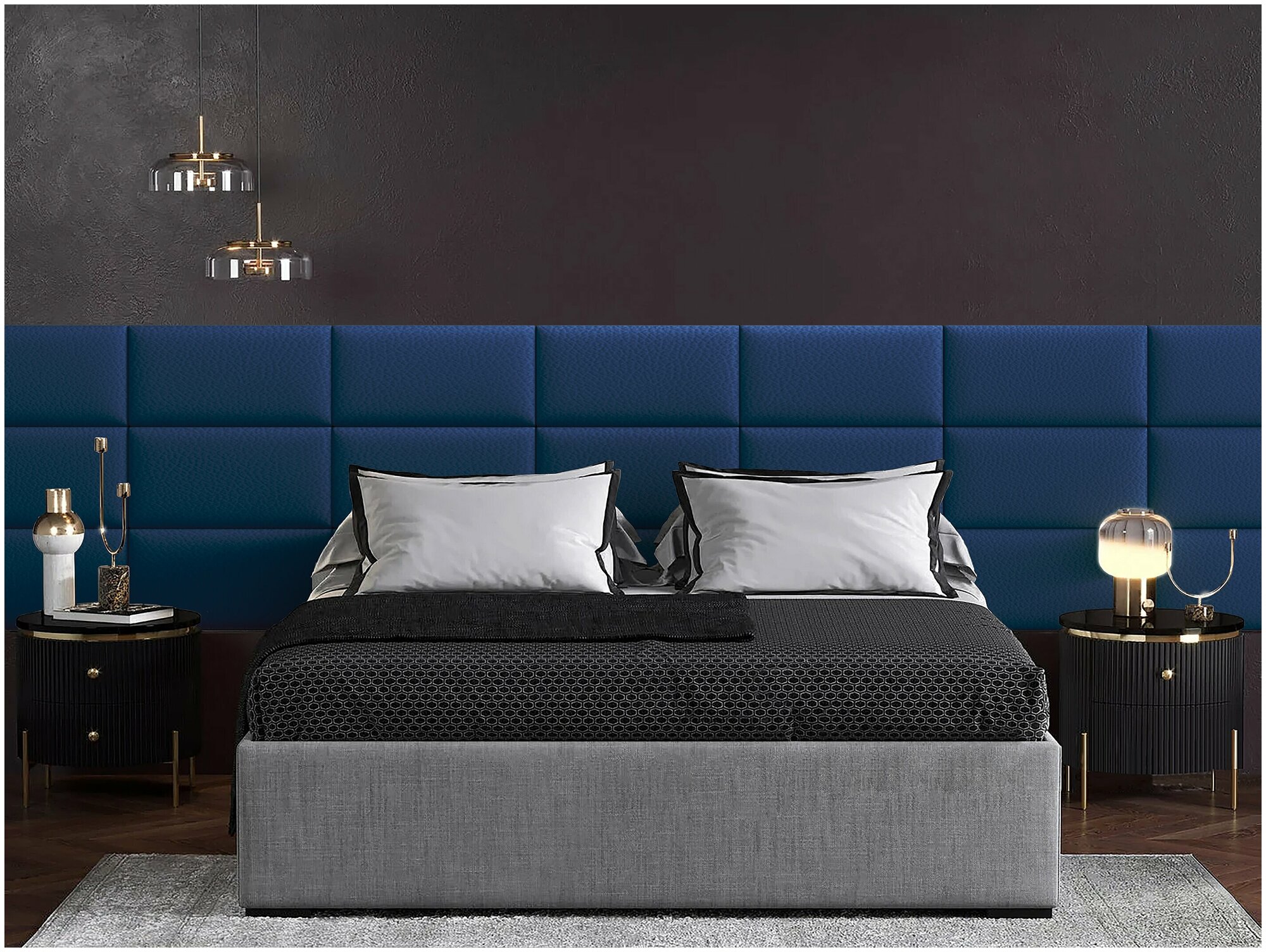 Панель кровати Eco Leather Blue 30х60 см 2 шт.