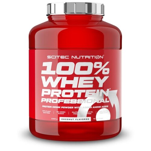 Протеин Scitec Nutrition 100% Whey Protein Professional, 2350 гр., кокос scitec nutrition 100% whey protein 2350 гр клубника