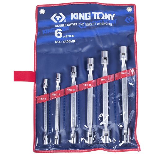 Набор торцевых ключей с шарниром, 8-19 мм, 6 предметов KING TONY 1A06MR od 19mm x id 15mm x 16mm x 17mm length 500mm carbon fiber tube roll wrapped with 100% full carbon 19 15 19 16 19 17